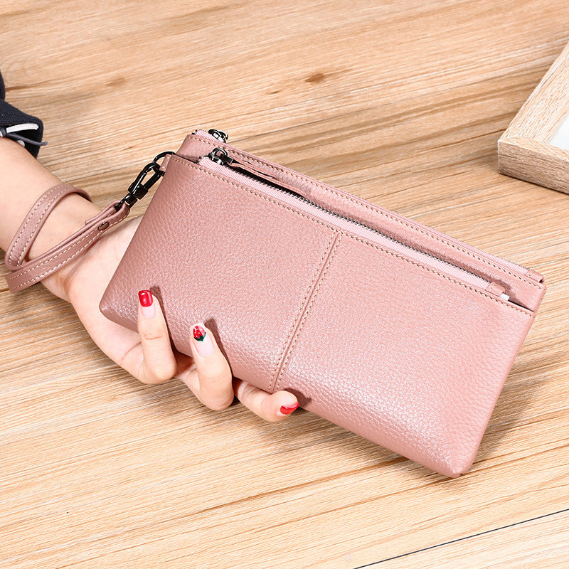 Milled First Layer Cattlehide Leather Fashion Lady's Clutch Wrist Handbags