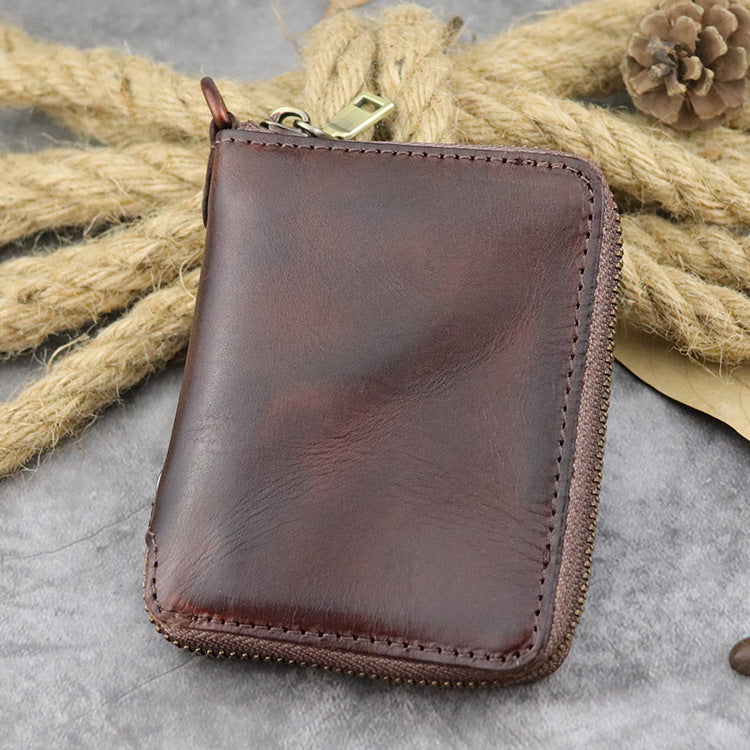 Women's Hand-rub Color Washed Vegetable Tanning Leather Men's Wallets