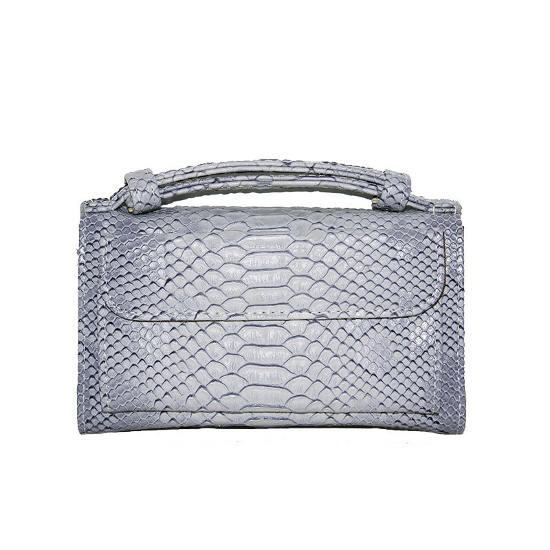Women's Style Snake Pattern Cowhide Clutch Genuine Leather Chain Ladies Wallets