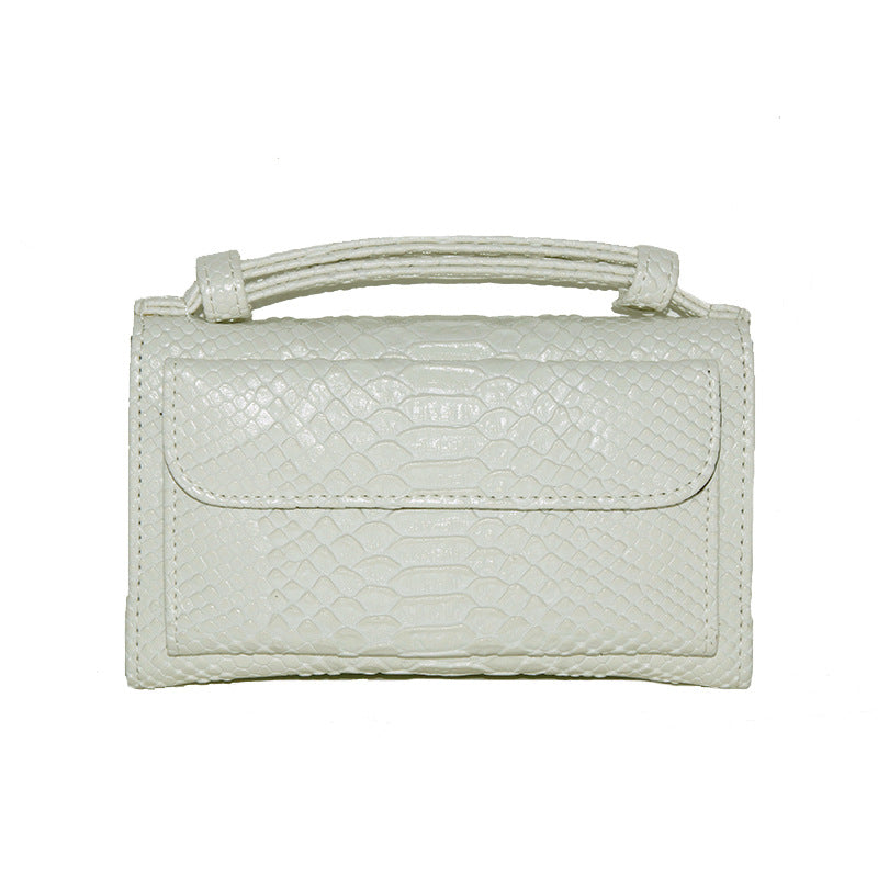Women's Style Snake Pattern Cowhide Clutch Genuine Leather Chain Ladies Wallets
