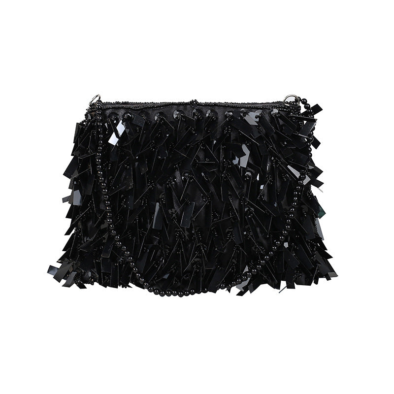 Women's Vintage Sier Handmade Sequin Dinner Korean Handbags