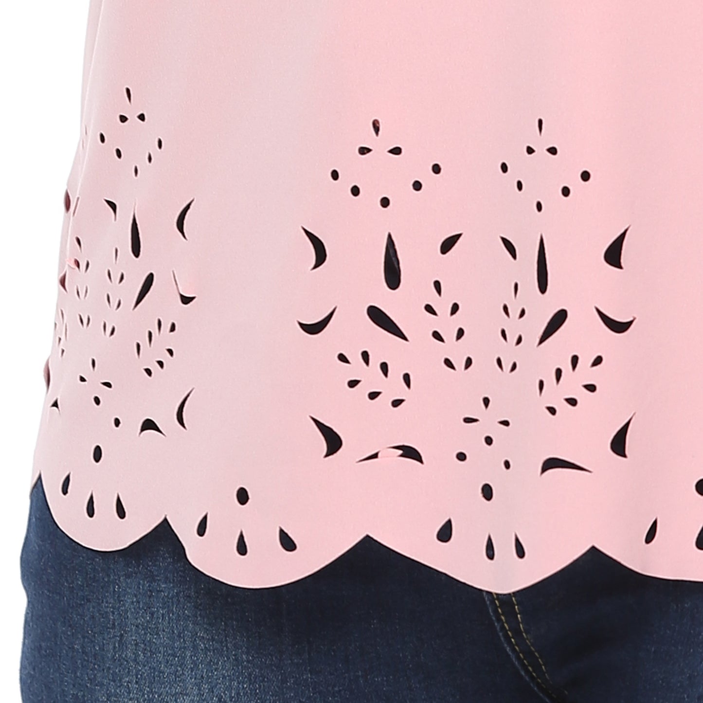 Women's Hollow Wave Edge Simple Casual Round Tops