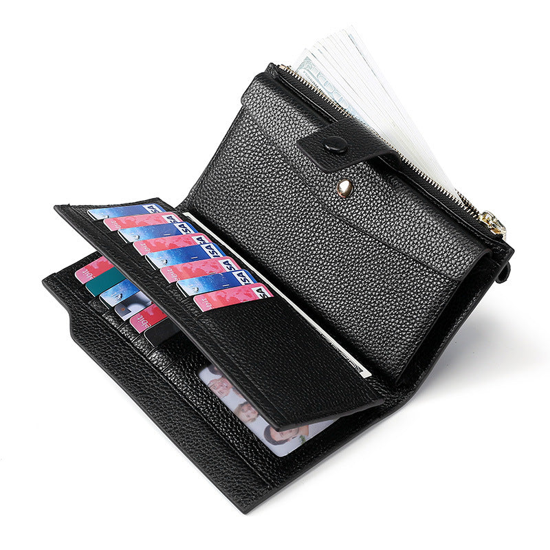 Women's Top Layer Leather Long Litchi Pattern Ladies Wallets