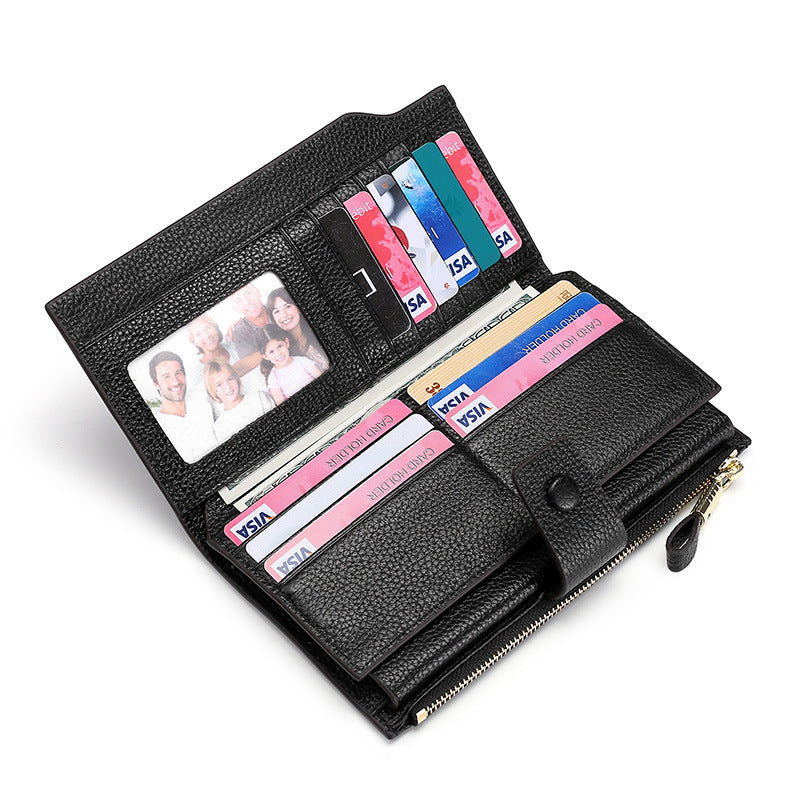 Women's Top Layer Leather Long Litchi Pattern Ladies Wallets