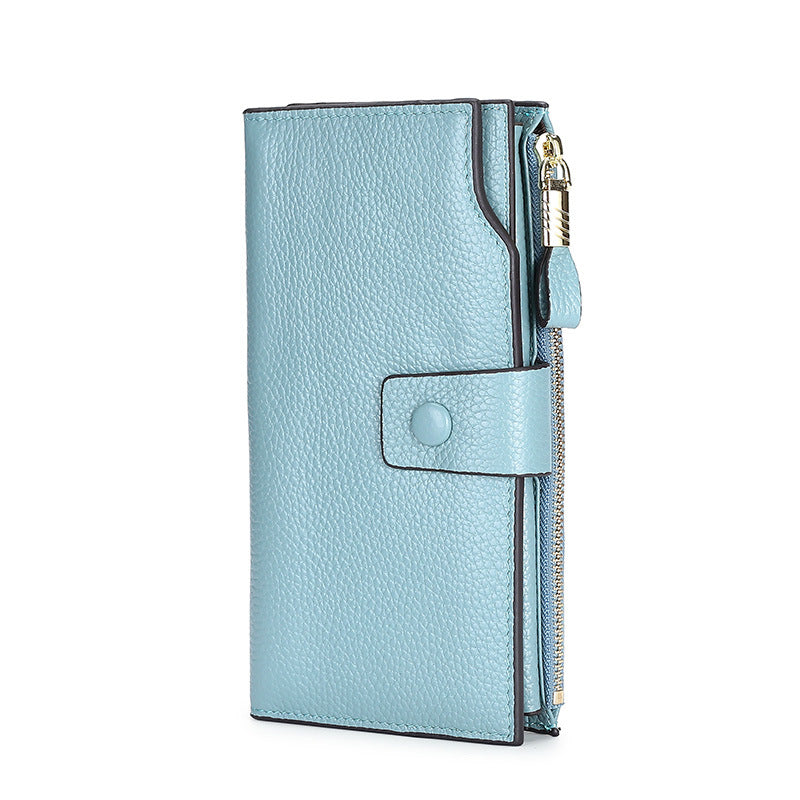 Women's Top Layer Leather Long Litchi Pattern Ladies Wallets