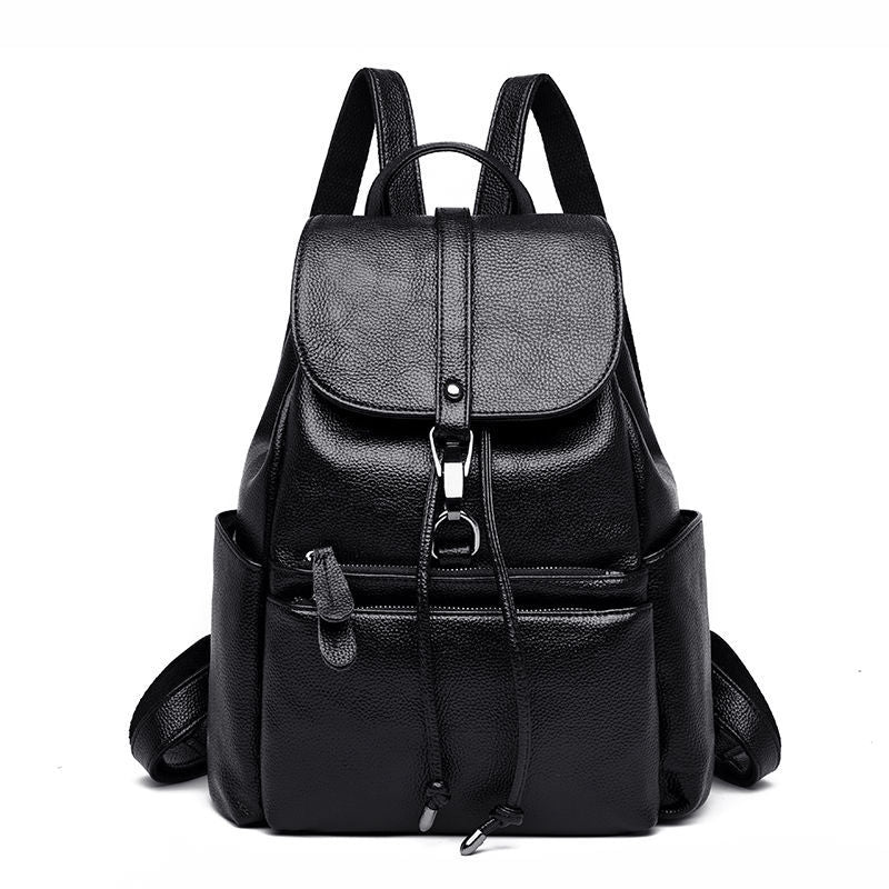 Women's Korean Cowhide Soft Leather Genuine Large Backpacks