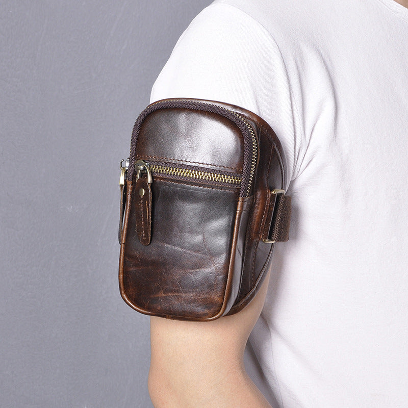 Men's Top Layer Crazy Horse Skin Retro Men's Chest Bags