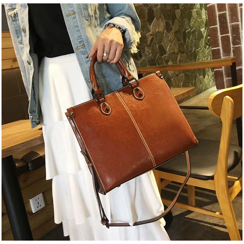 Women's Summer Retro Leather Solid Color Shoulder Bags