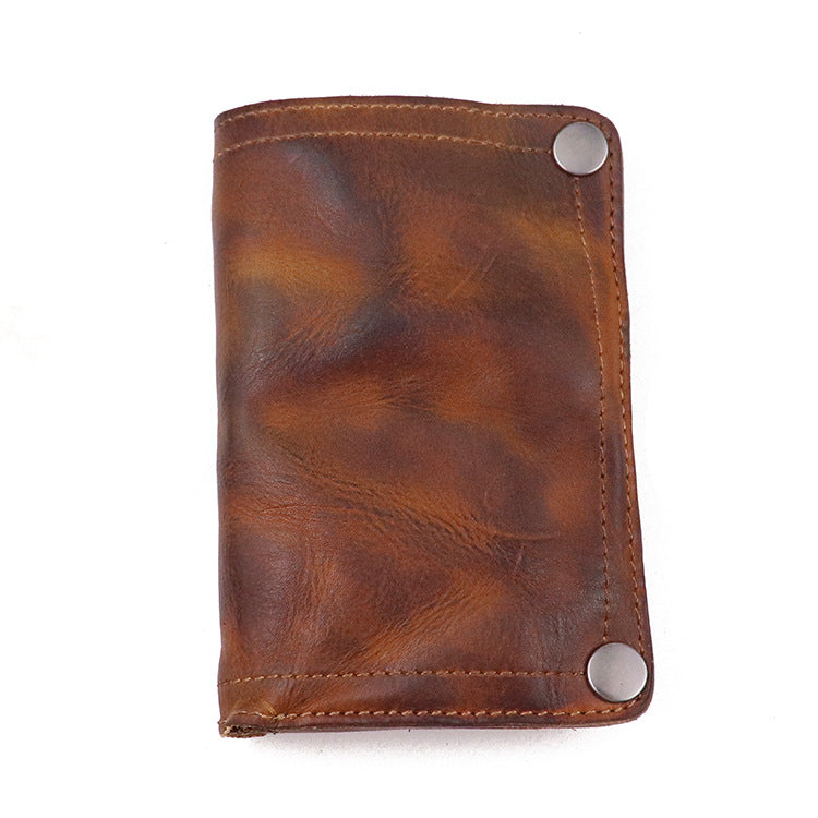 Men's Handmade Vertical Multiple Slots Distressed Pleated Men's Wallets