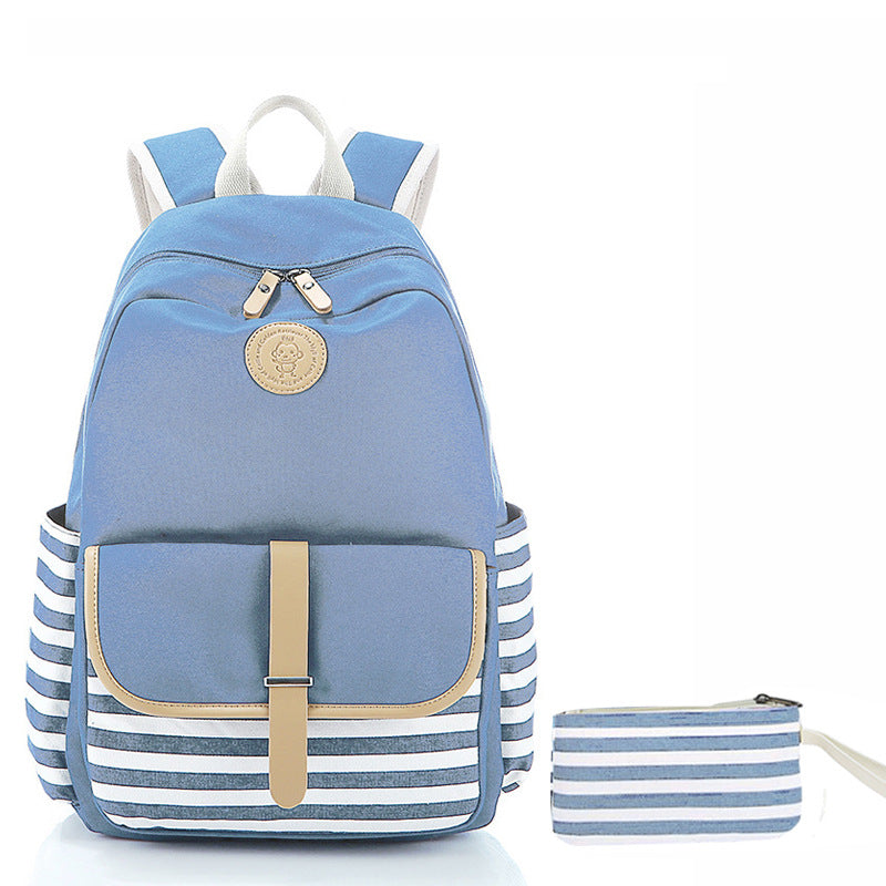 Women's Striped Canvas Large Capacity Computer Backpacks