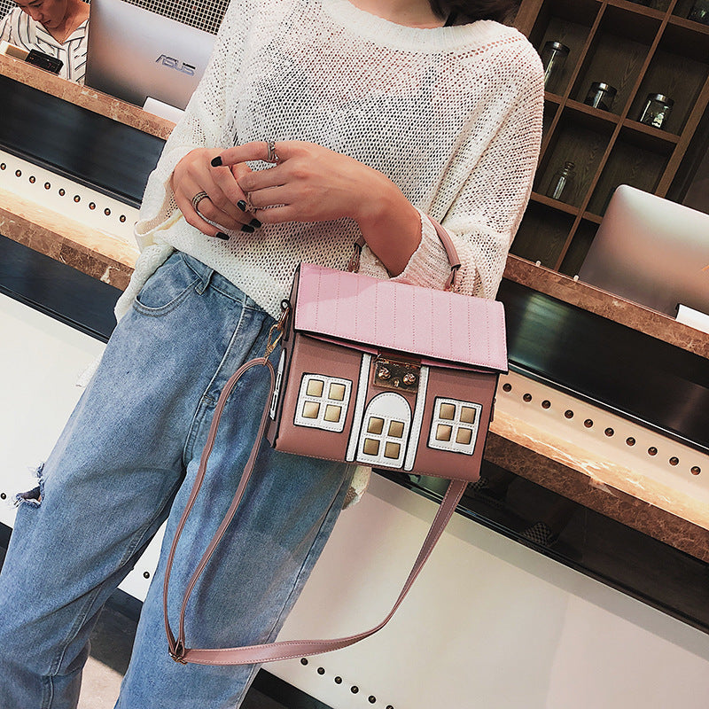 Women's Contrast Color Creative Funny House Personality Shoulder Bags