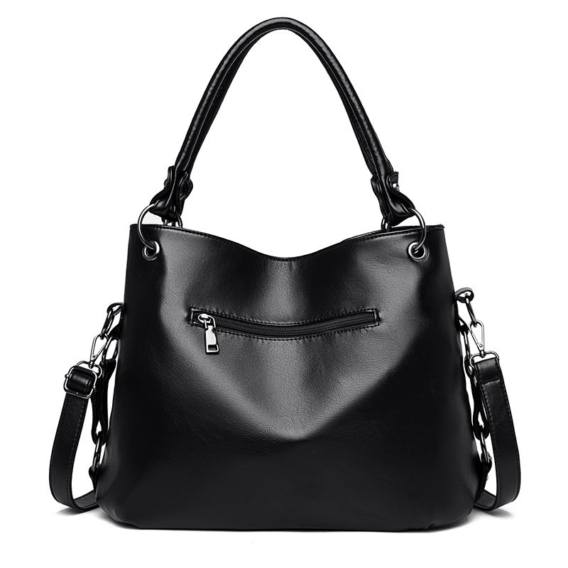 Women's Large Capacity Fan Stitching Simple Tassel Handbags