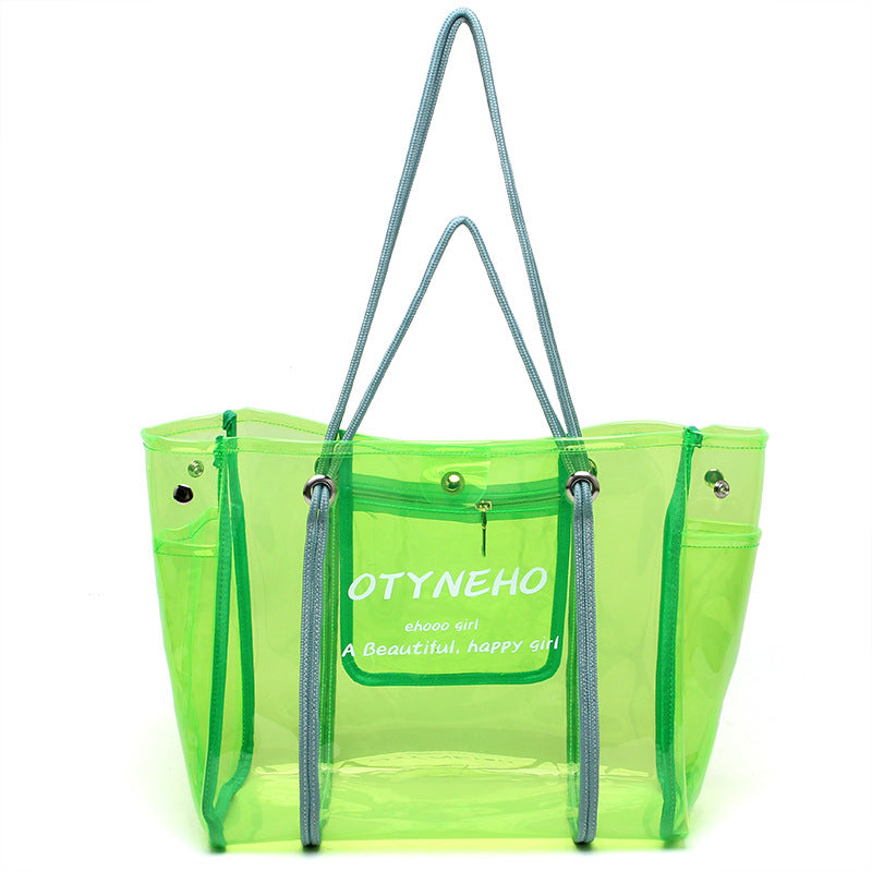 Women's Trendy Transparent Spring Jelly Waterproof Beach Shoulder Bags