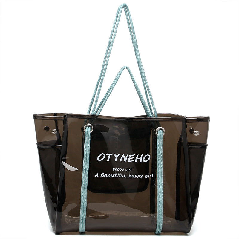 Women's Trendy Transparent Spring Jelly Waterproof Beach Shoulder Bags