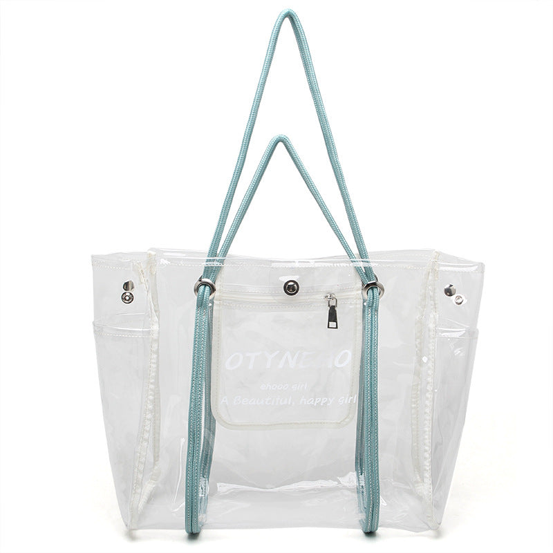 Women's Trendy Transparent Spring Jelly Waterproof Beach Shoulder Bags