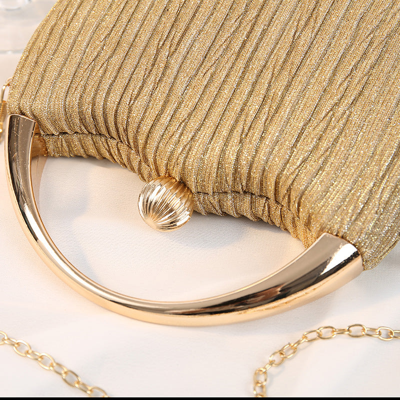 Women's Vintage Pleated Dinner Banquet Fashion Metal Portable Evening Bags