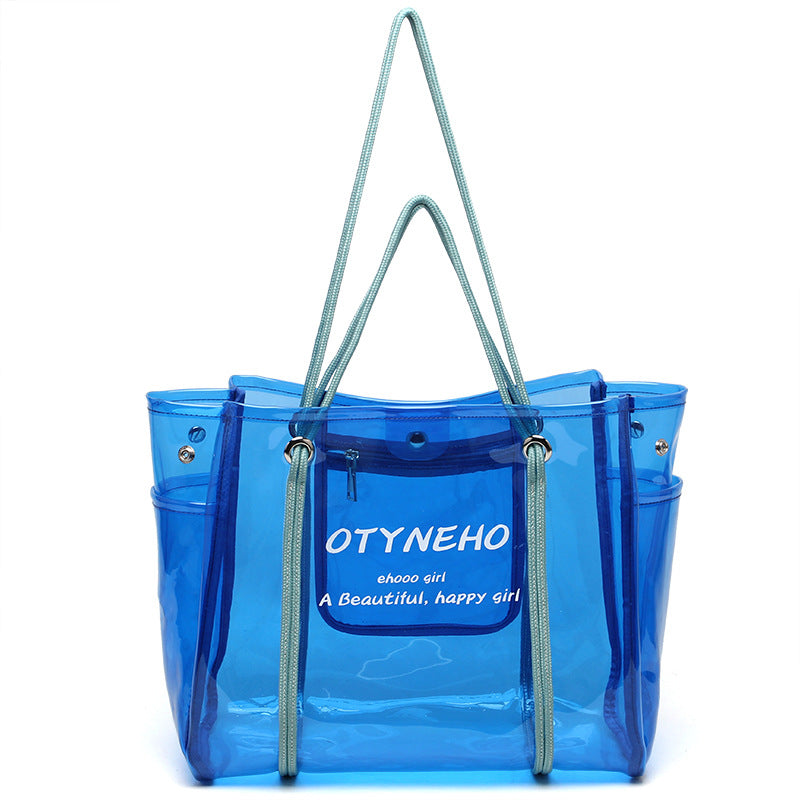 Women's Trendy Transparent Spring Jelly Waterproof Beach Shoulder Bags