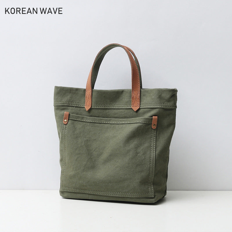 Summer Canvas With Cowhide Portable Mori Shoulder Bags