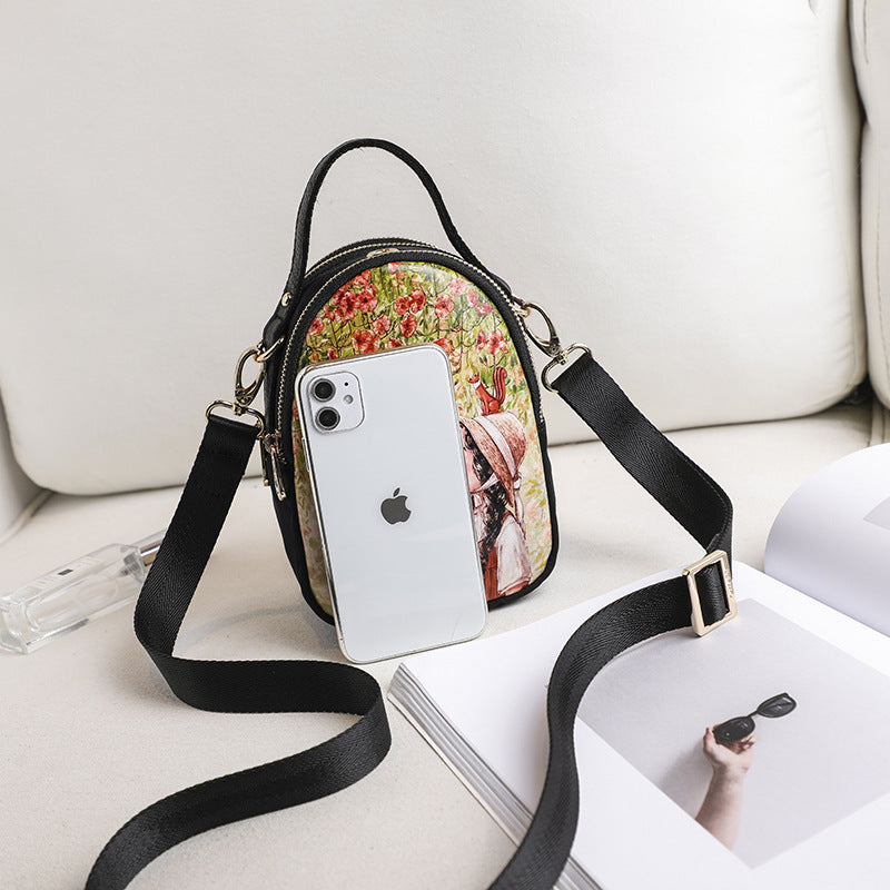 Women's Mobile Printed Cartoon Cute Zipper Phone Bags