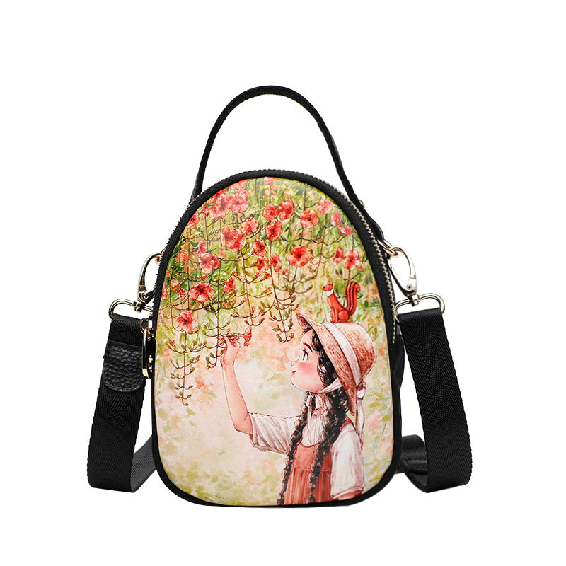 Women's Mobile Printed Cartoon Cute Zipper Phone Bags