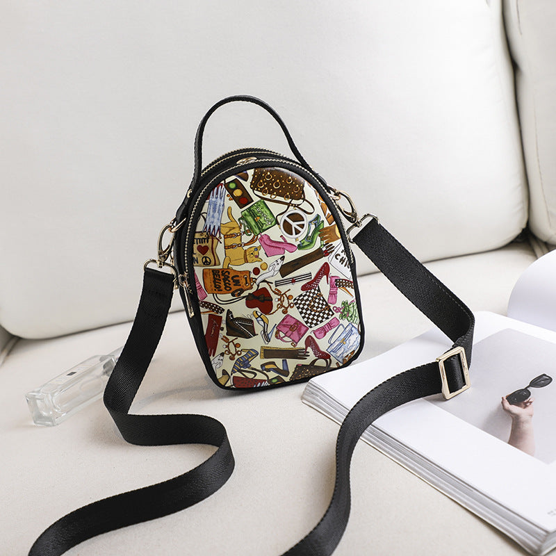 Women's Mobile Printed Cartoon Cute Zipper Phone Bags