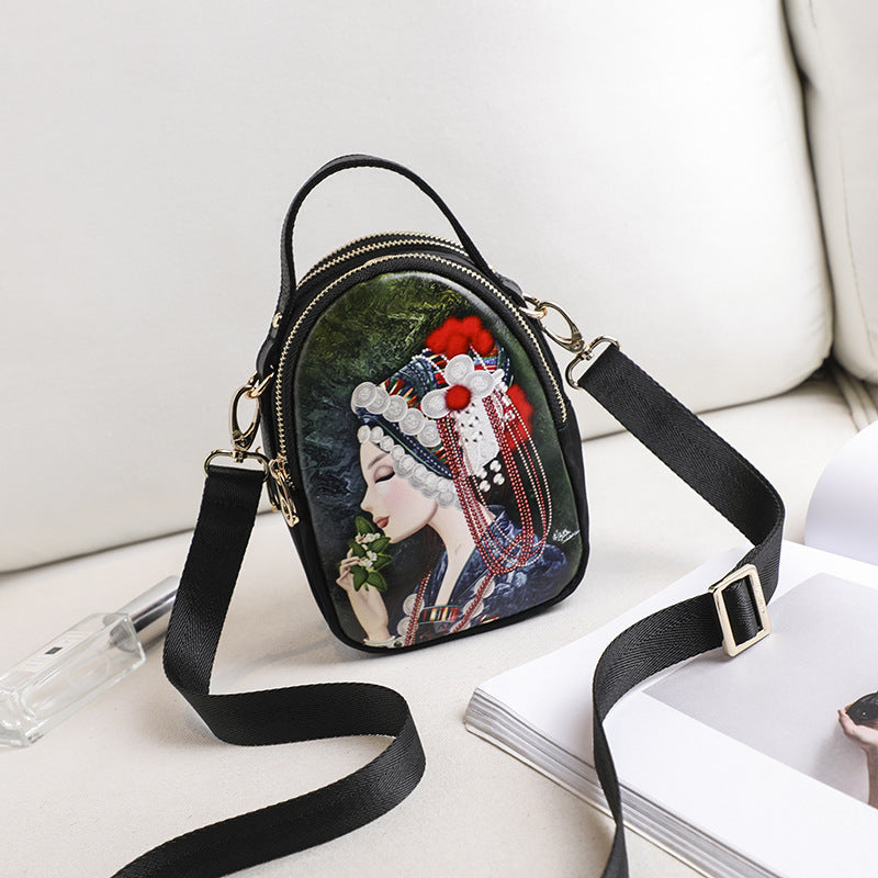 Women's Mobile Printed Cartoon Cute Zipper Phone Bags