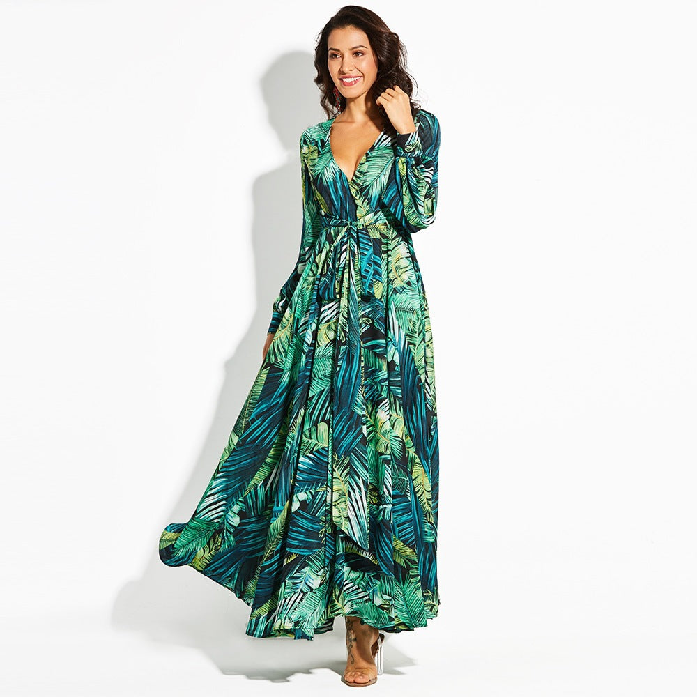 Creative Printed Dress Lantern Sleeve Colors Dresses