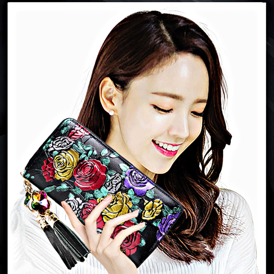 Women's Long Zipper Elegant Fashion Leather Large Ladies Wallets