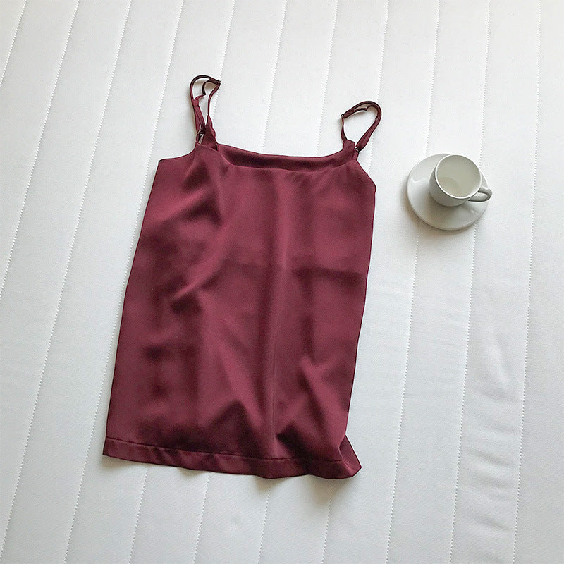 Women's Unique Satin Spaghetti Strap Camisole Tops