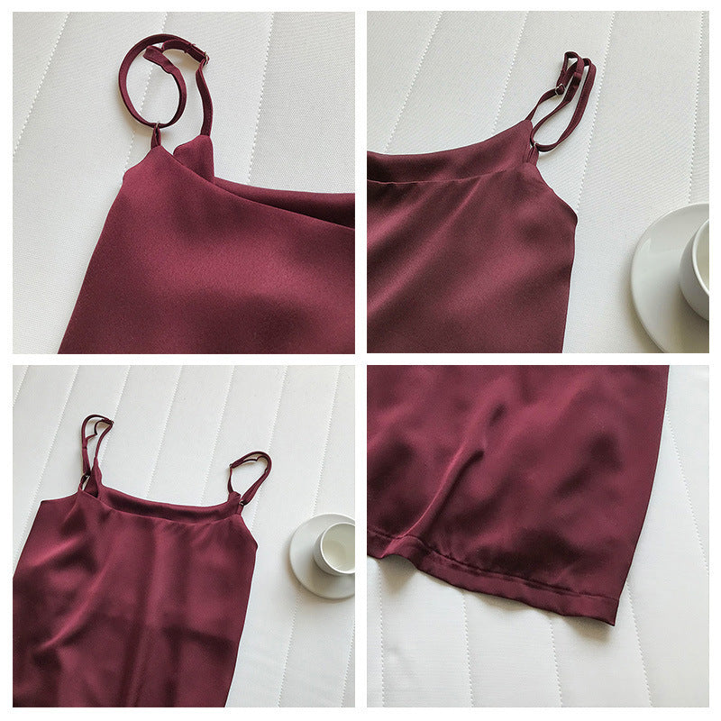 Women's Unique Satin Spaghetti Strap Camisole Tops