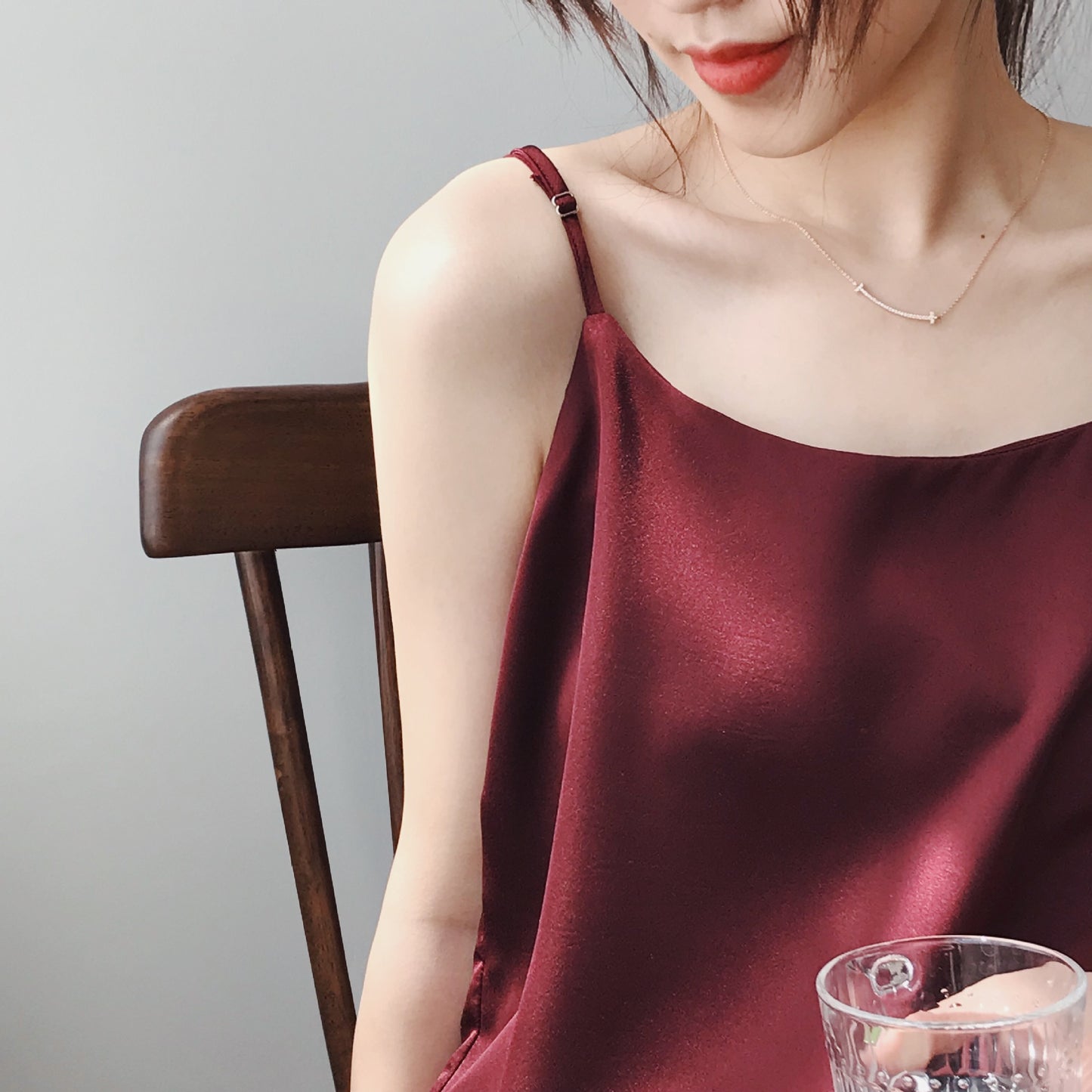 Women's Unique Satin Spaghetti Strap Camisole Tops