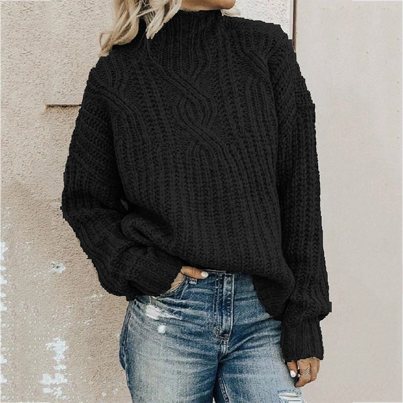 Women's Turtleneck Twist Knitted Pullover Shirt Sweaters