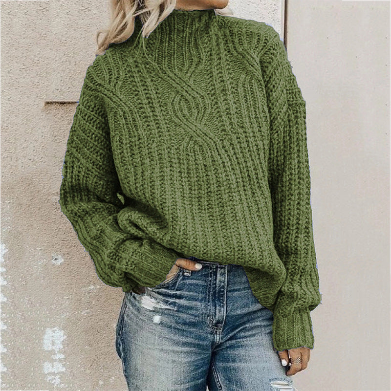 Women's Turtleneck Twist Knitted Pullover Shirt Sweaters