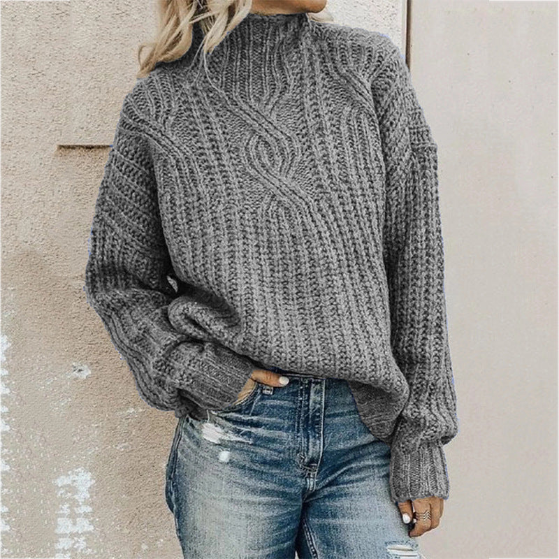 Women's Turtleneck Twist Knitted Pullover Shirt Sweaters