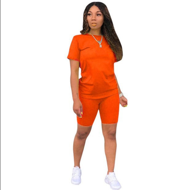 Color Model Solid Sports Casual Two-piece Suits