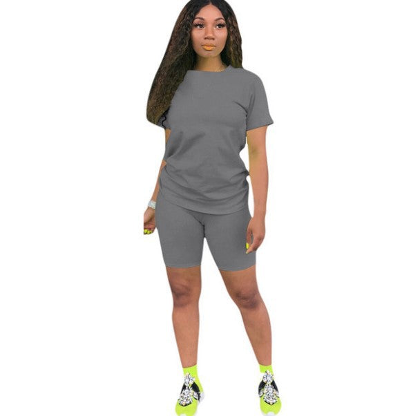 Color Model Solid Sports Casual Two-piece Suits