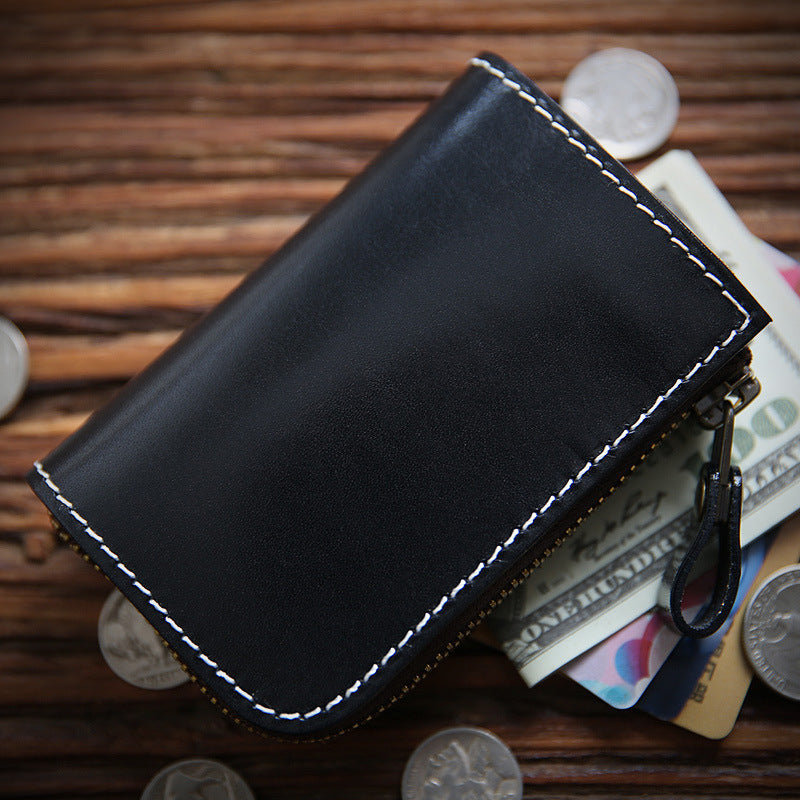 Men's Handmade Retro Italy Leather First Layer Short Cowhide Men's Wallet
