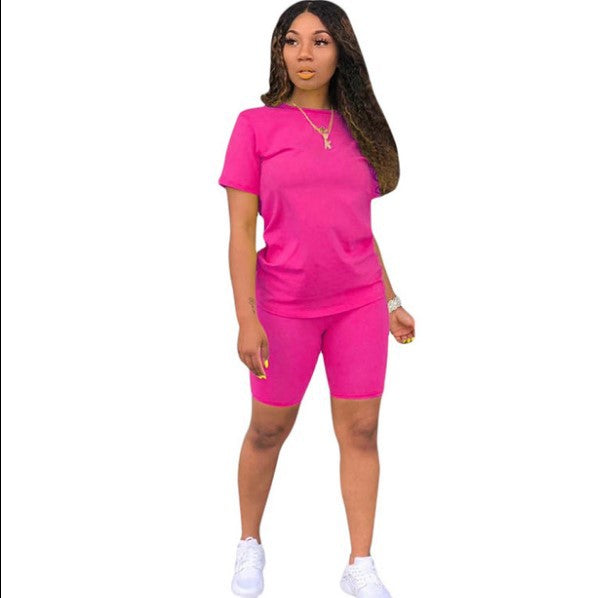 Color Model Solid Sports Casual Two-piece Suits