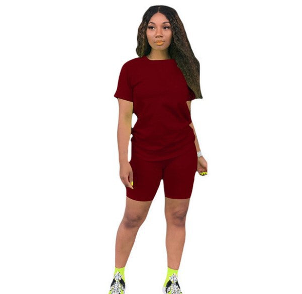 Color Model Solid Sports Casual Two-piece Suits