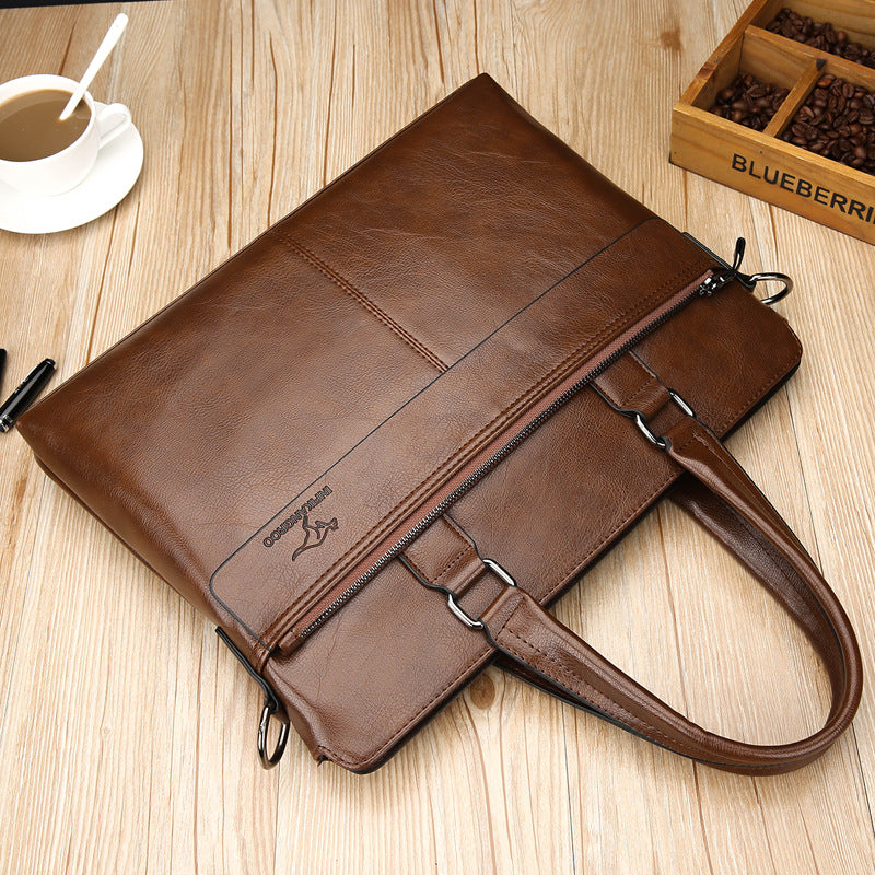 Men's Fashion Business Horizontal Leather File Men's Messenger Bags