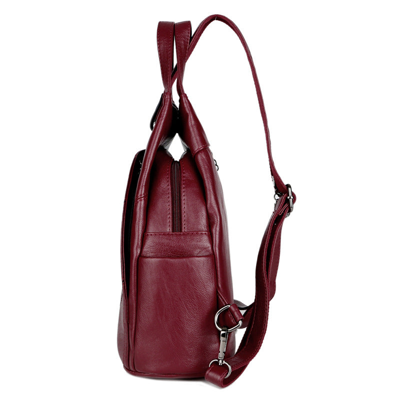Women's Korean Style Soft Leather Stitching Leisure Bags