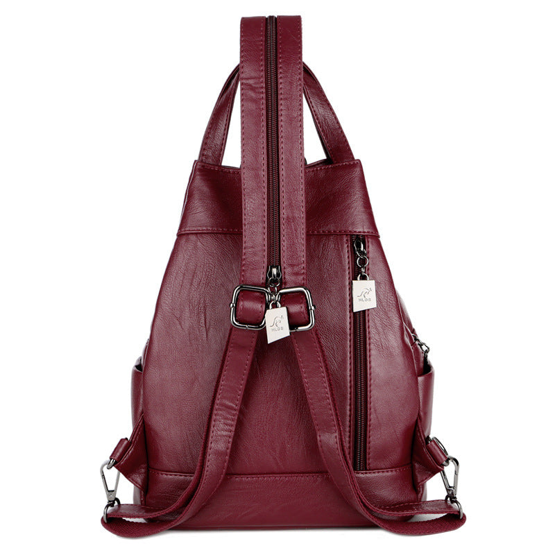 Women's Korean Style Soft Leather Stitching Leisure Bags