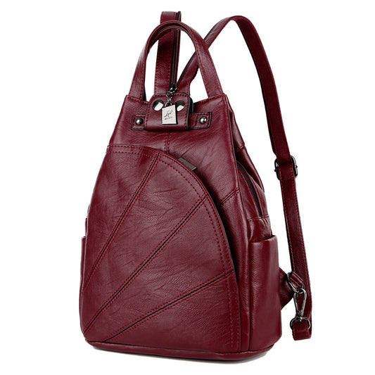 Women's Korean Style Soft Leather Stitching Leisure Bags