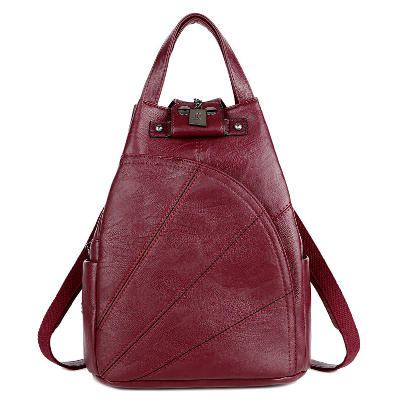 Women's Korean Style Soft Leather Stitching Leisure Bags