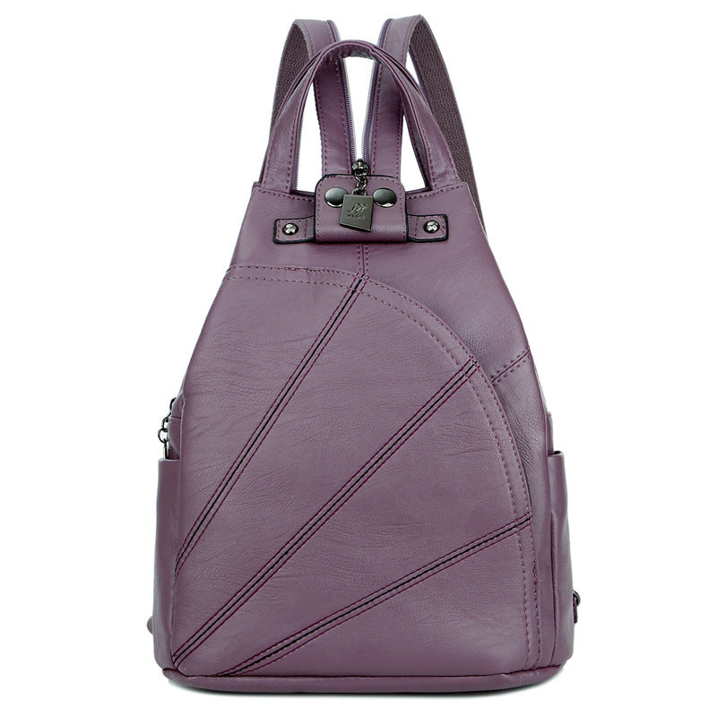 Women's Korean Style Soft Leather Stitching Leisure Bags