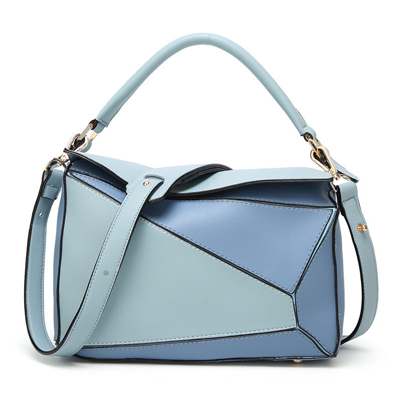 Women's Large Geometric Portable Contrast Color Pillow Bags