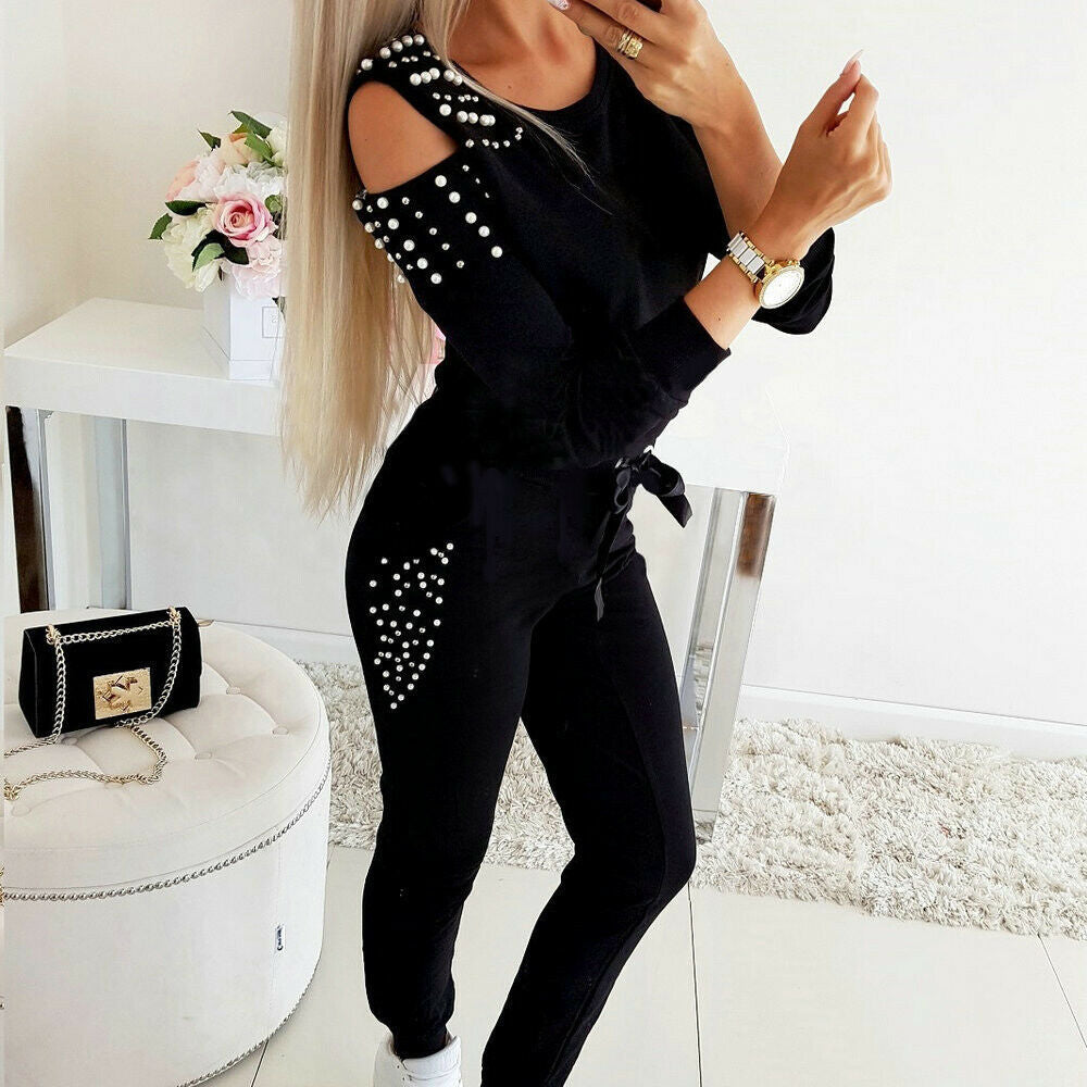 Autumn Sexy Beaded Solid Color Round Suits