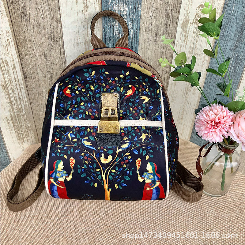 Women's Trendy Korean Style Oxford Cloth Printed Backpacks
