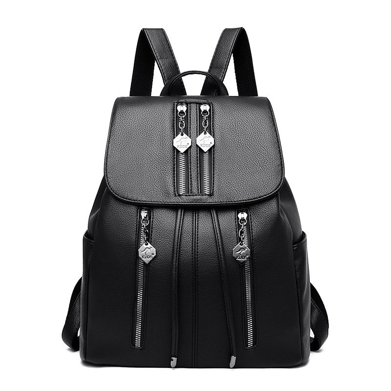 Women's Korean Fashionable Simple Soft Leather Backpacks