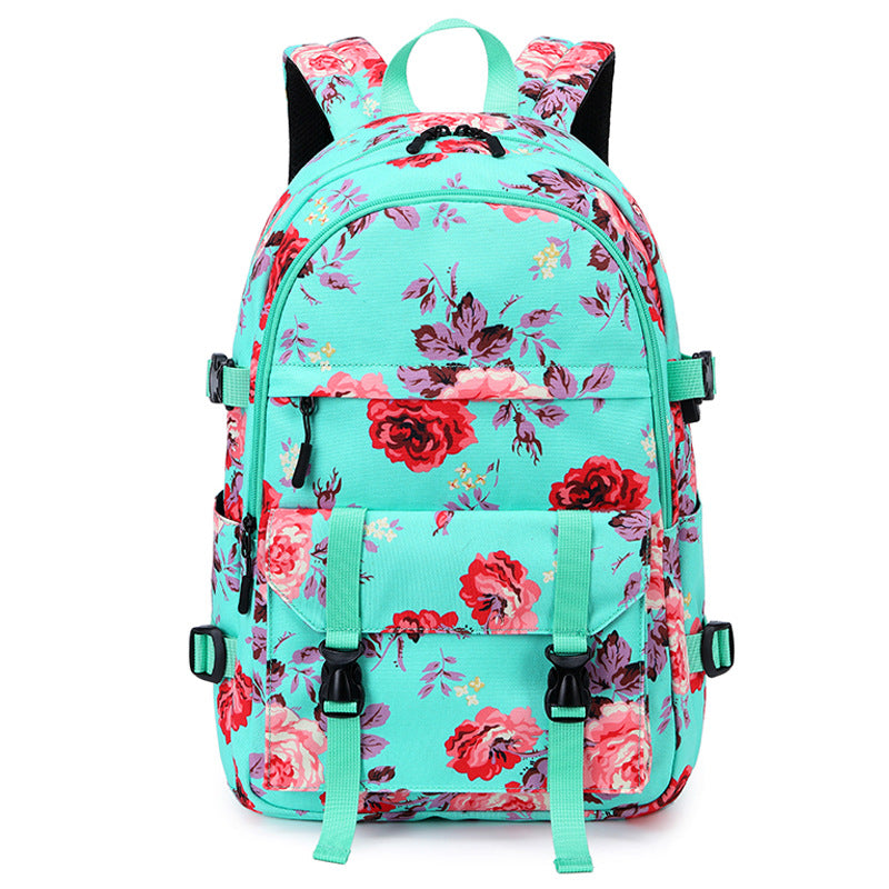 Women's Oxford Cloth Computer Thermal Transfer Flower Backpacks